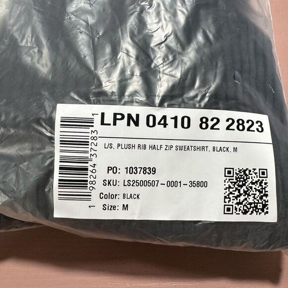 New Plush Rib Half Zip Sweatshirt Black - Picture 4 of 5